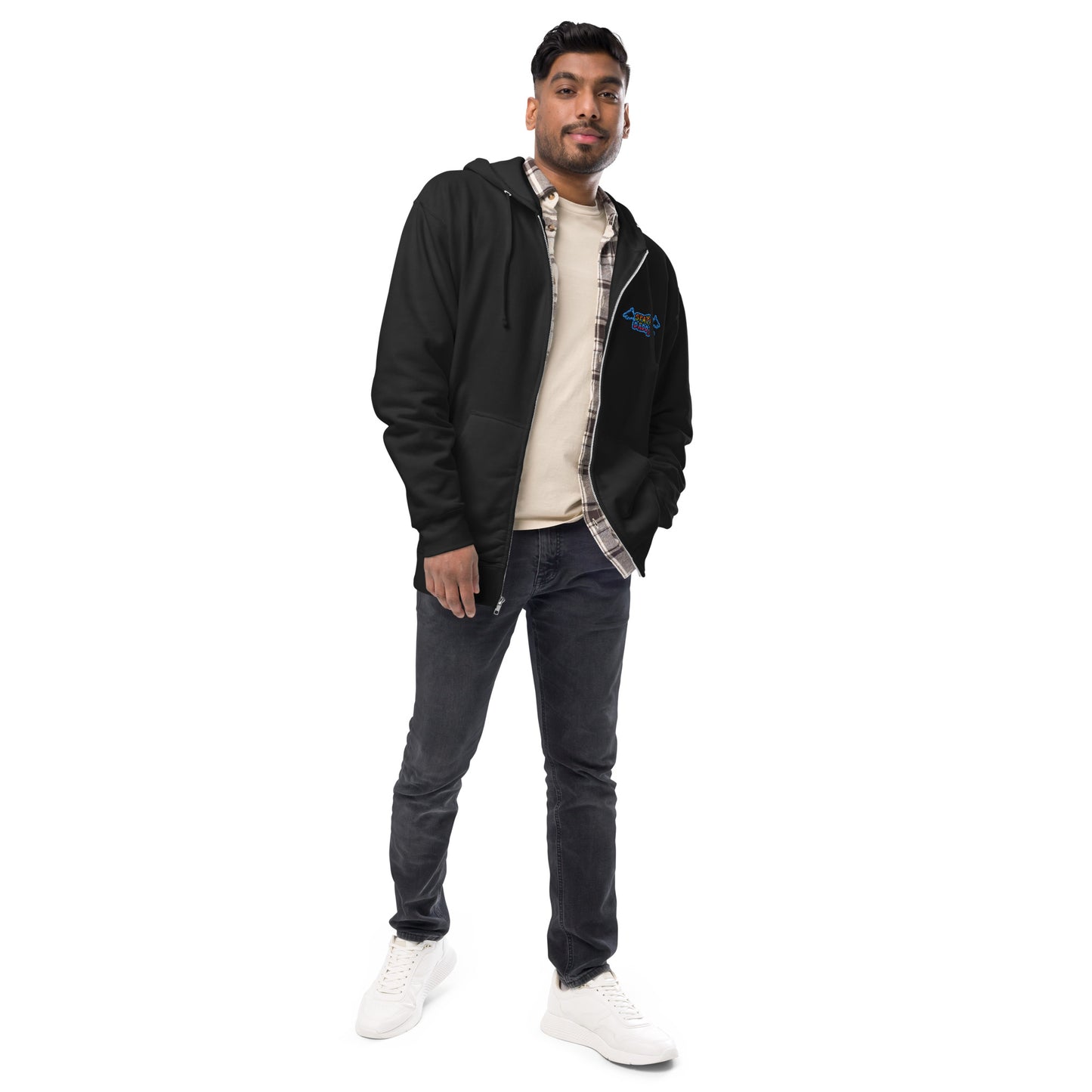 Space Daddy Embroidered Black Zip Hoodie