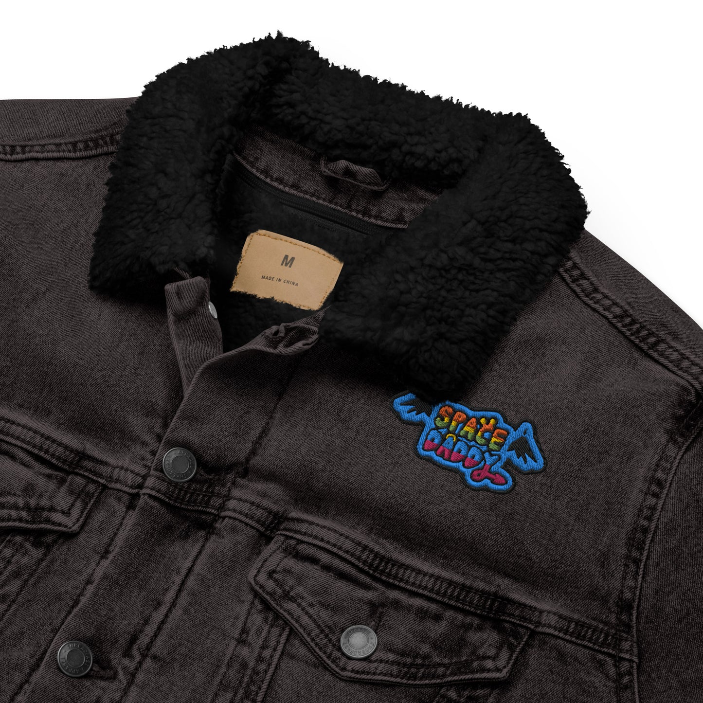 Space Daddy Black Denim Sherpa Jacket