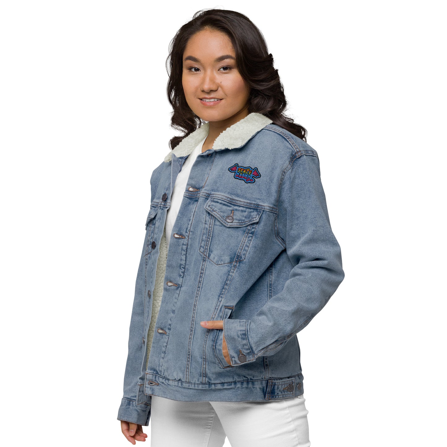 Space Daddy Light Denim Sherpa Jacket