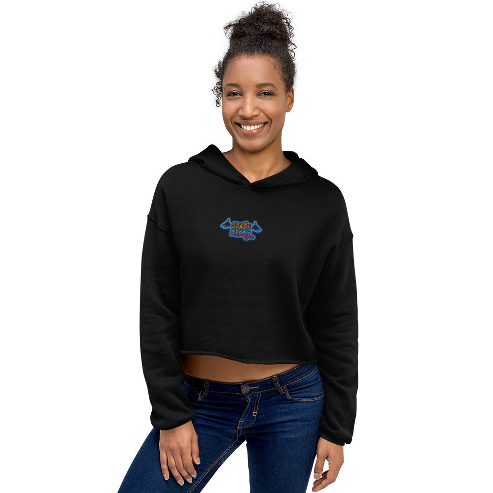 Space Daddy Embroidered Crop Top Hoodie