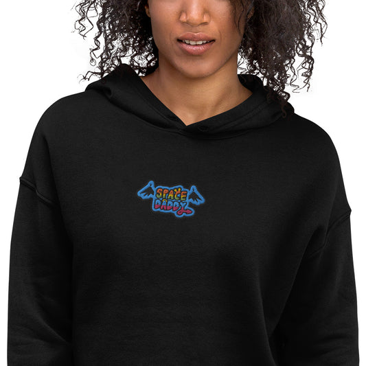 Space Daddy Embroidered Crop Top Hoodie
