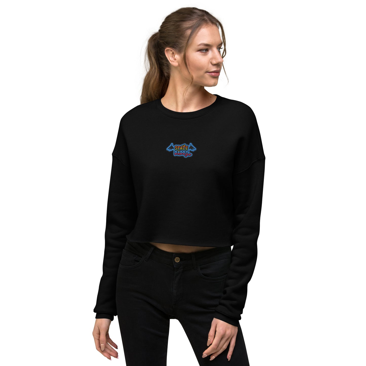Space Daddy Embroidered Cropped Sweatshirt