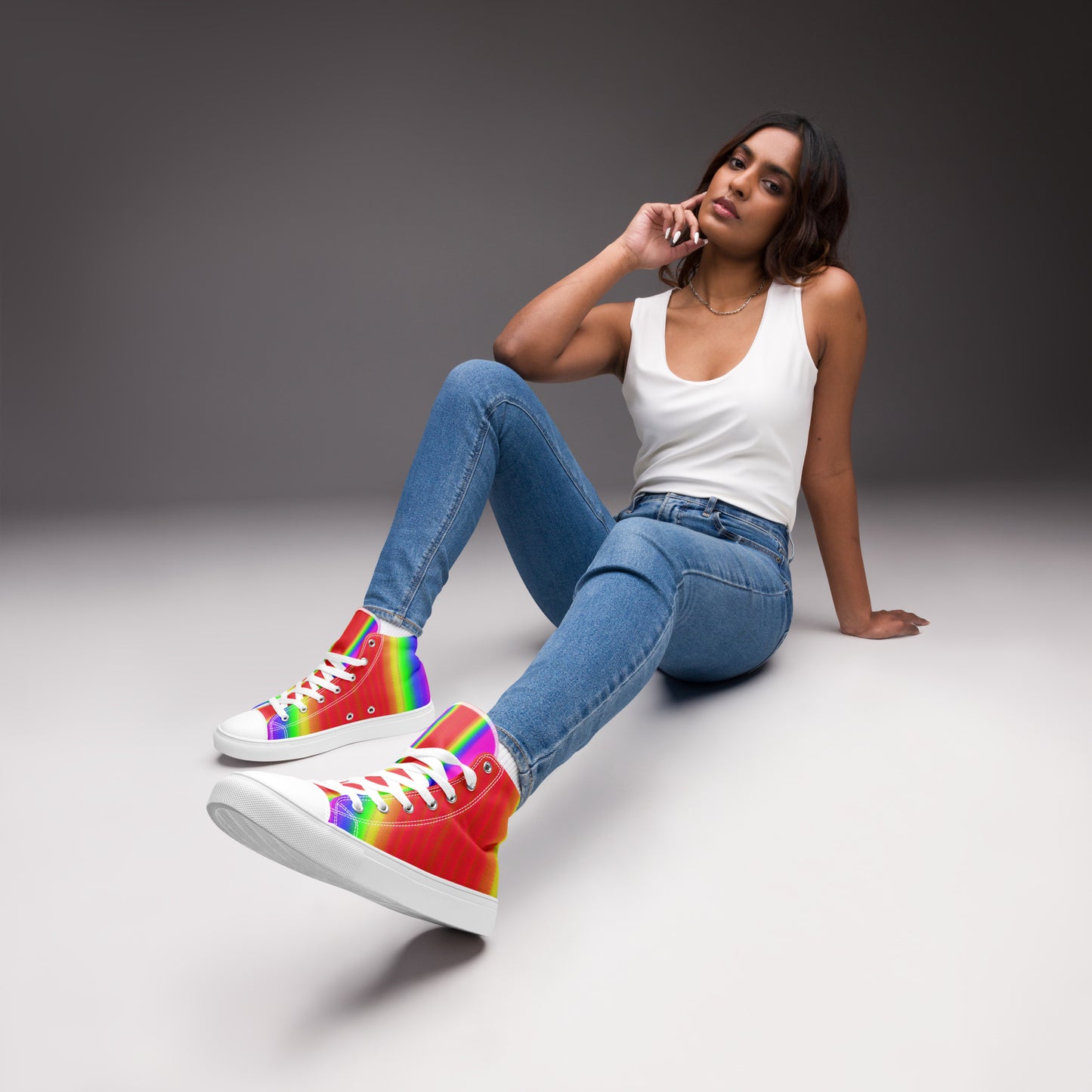 Women's Rainbow Angel Canvas High Top Sneakers