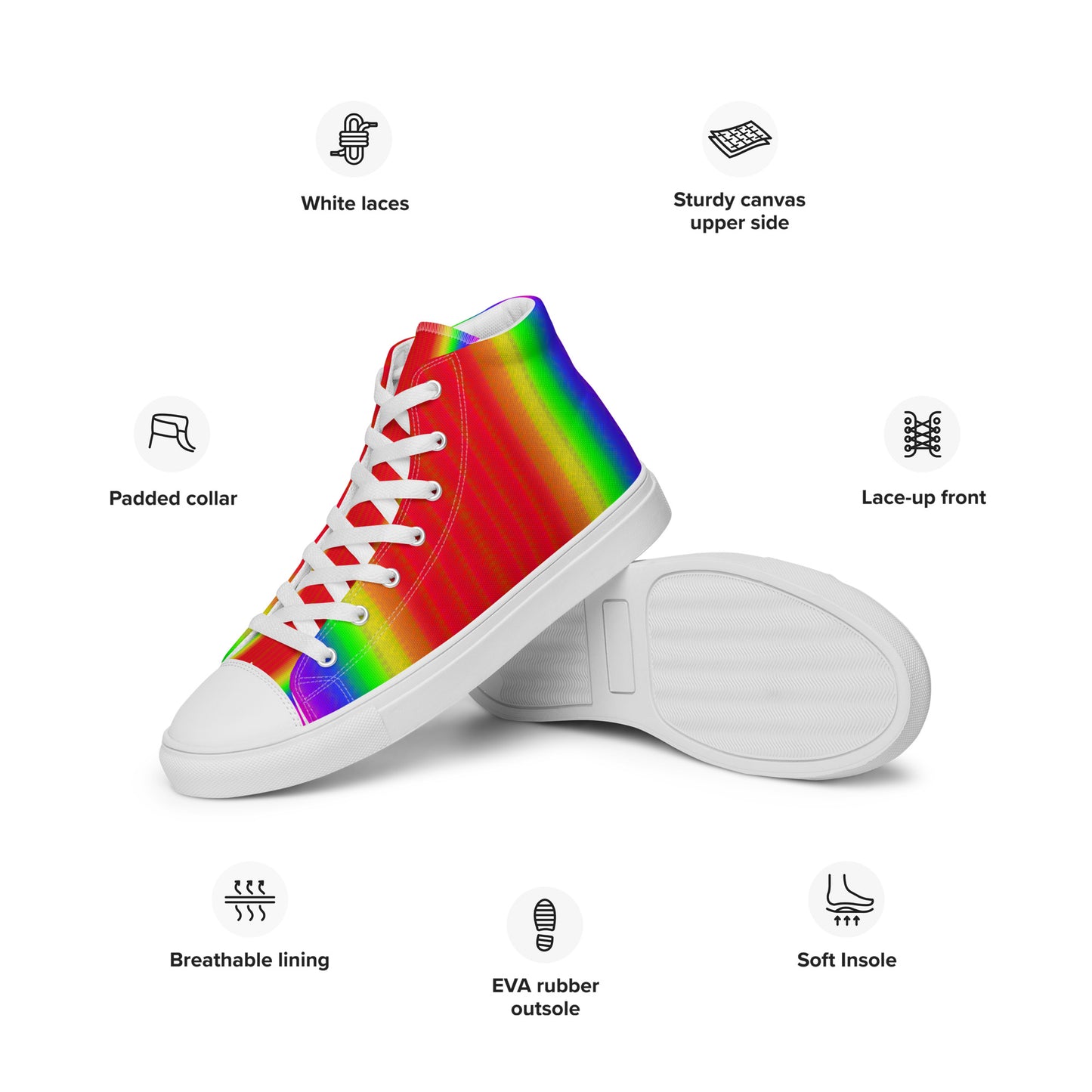 Women's Rainbow Angel Canvas High Top Sneakers