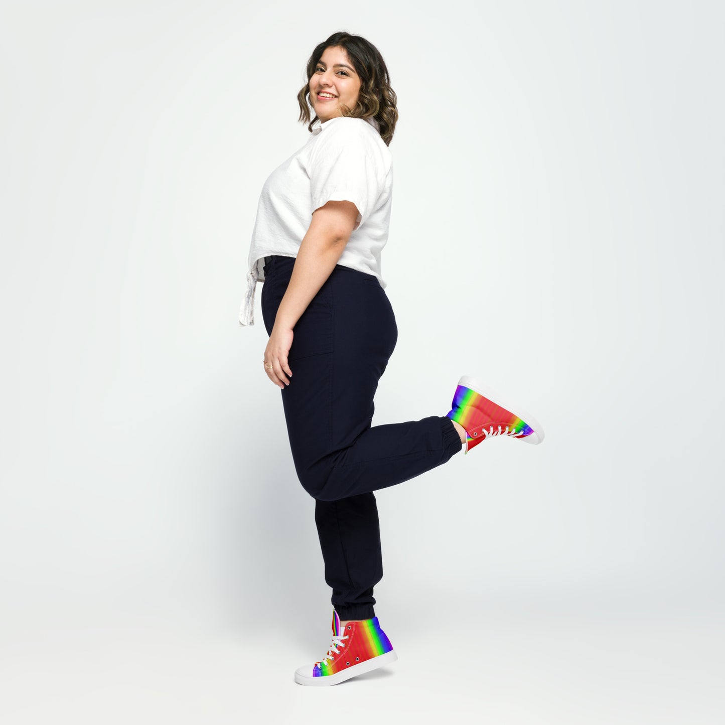 Women's Rainbow Angel Canvas High Top Sneakers