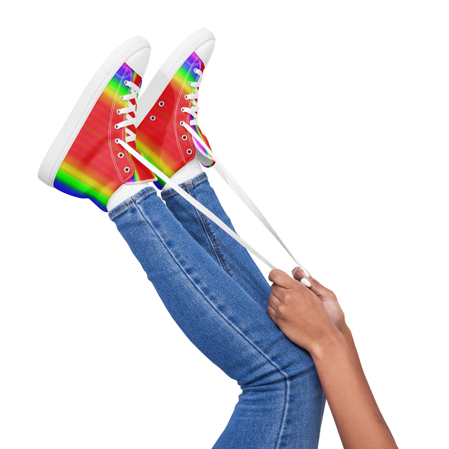 Women's Rainbow Angel Canvas High Top Sneakers