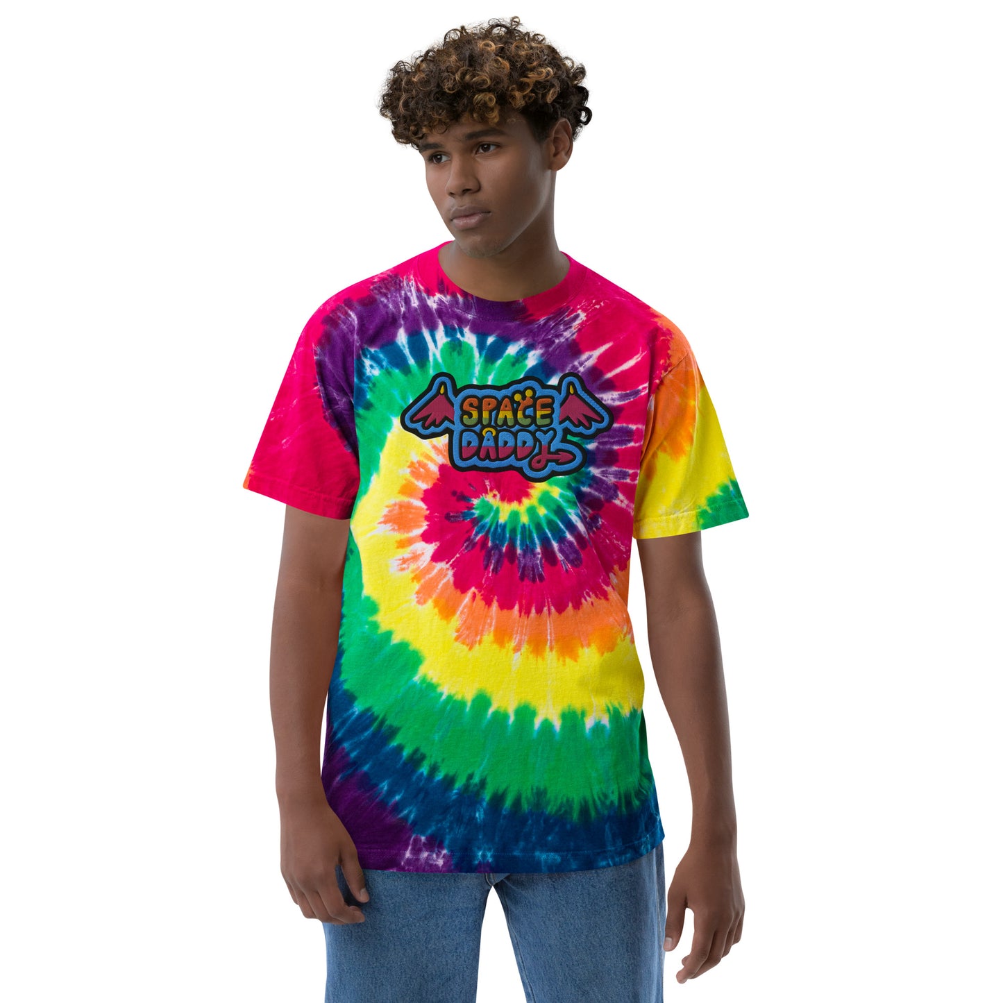 Space Daddy Embroidered Oversized Tie-Dye Shirt