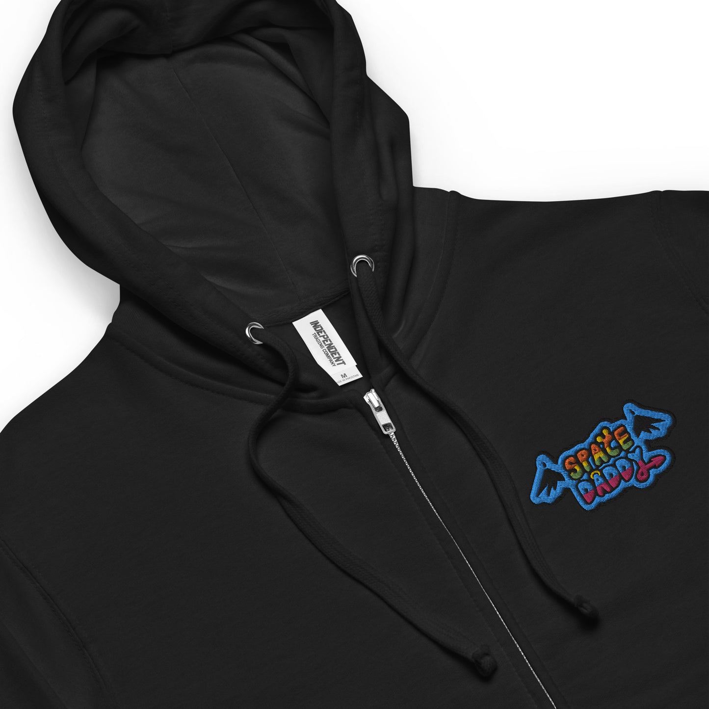 Space Daddy Embroidered Black Zip Hoodie
